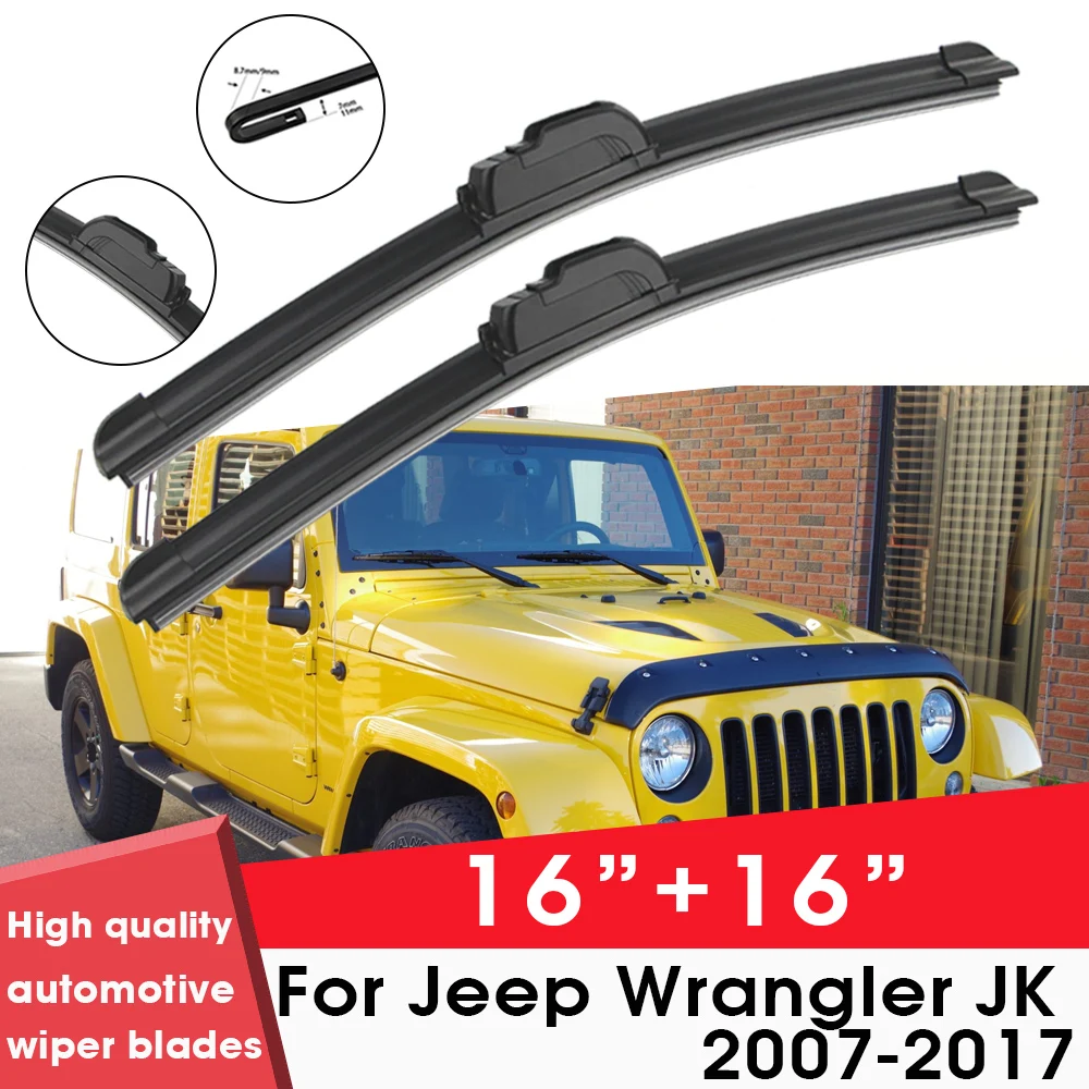 

Car Wiper Blade Blades For Jeep Wrangler JK 2007-2017 16"+ 16" Windshield Windscreen Clean Naturl Rubber Cars Wipers Accessories