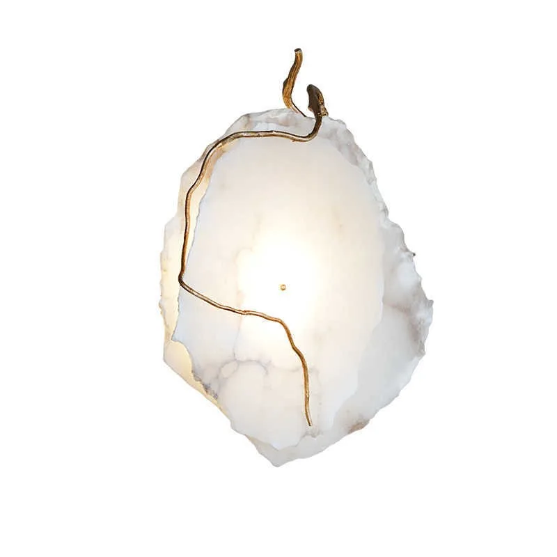 Light luxury all-copper marble bedside wall lamp, French high-end creative living room background wall bedroom corridor lamp