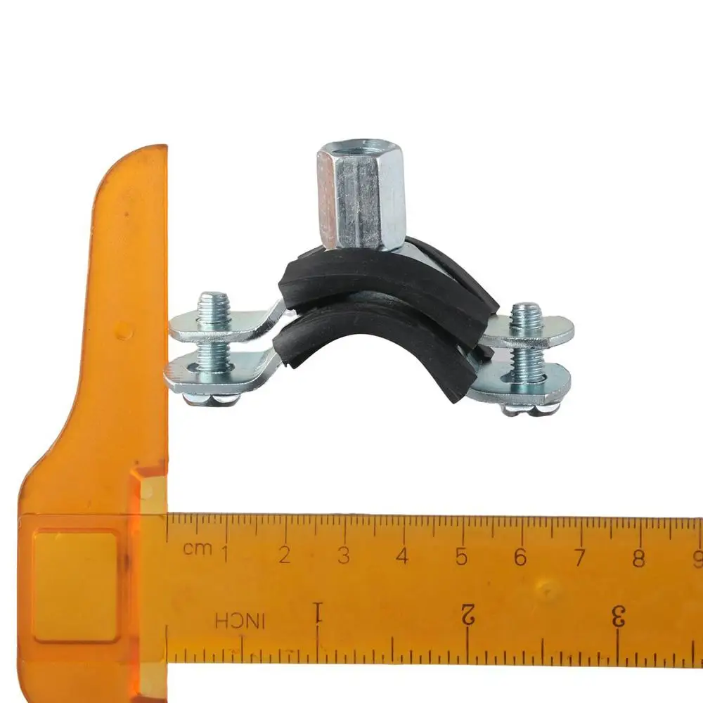 2pcs With Nail Support Clamp Durable Rubber Galvanized Iron PPR Iron Pipe Clamp Silver Black Heavy Duty Pipe Clamp PVC