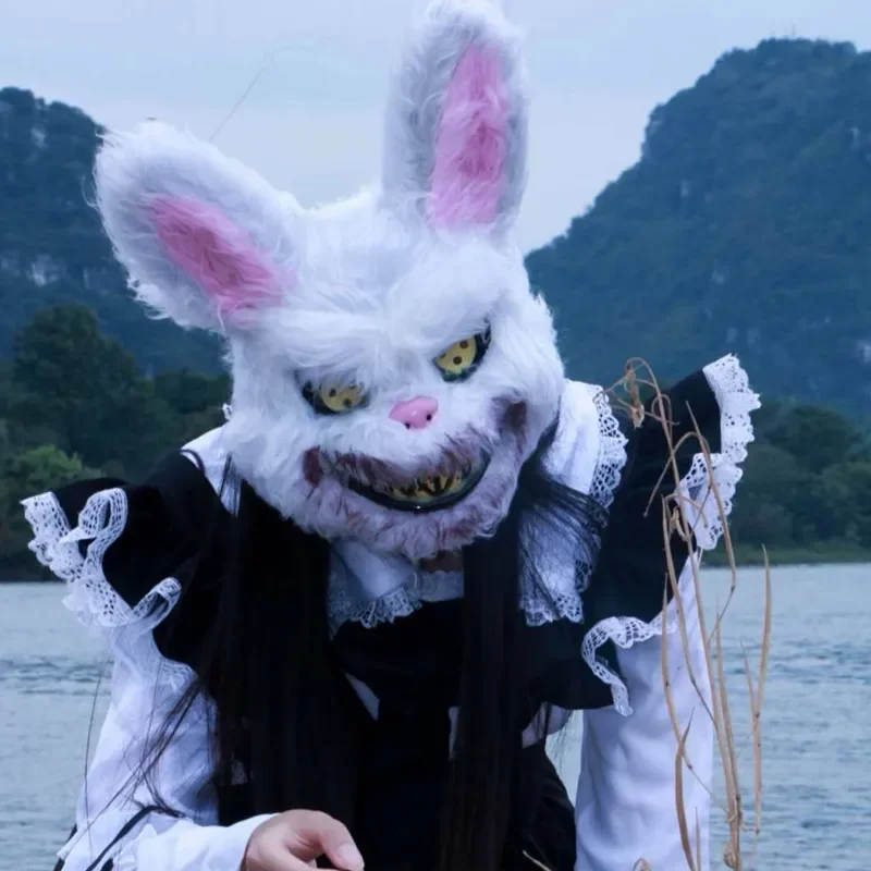 

Halloween Cosplay Party Scary Face Mask Props Fancy Make-up Bear Rabbit Cartoon Animal Plush Head Cover Masquerade Carnival Mask