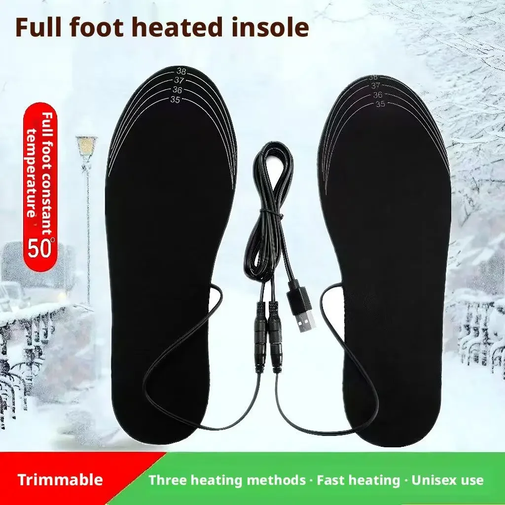 Rechargeable Heated Insoles Winter Foot Cold Protection Warmers Electric Heating for Outdoor Long Use Unisex Cuttable Washable