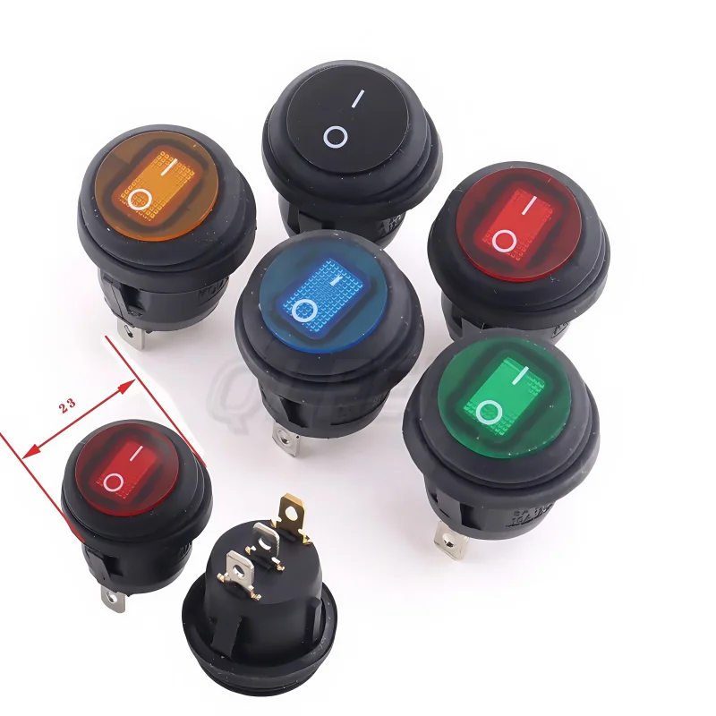 

5PCS High Quality KCD1 Waterproof Round Rocker Switch 3Pin ON-OFF Rocker Switch Push Button Switch With LED 6A 250V Power Switch