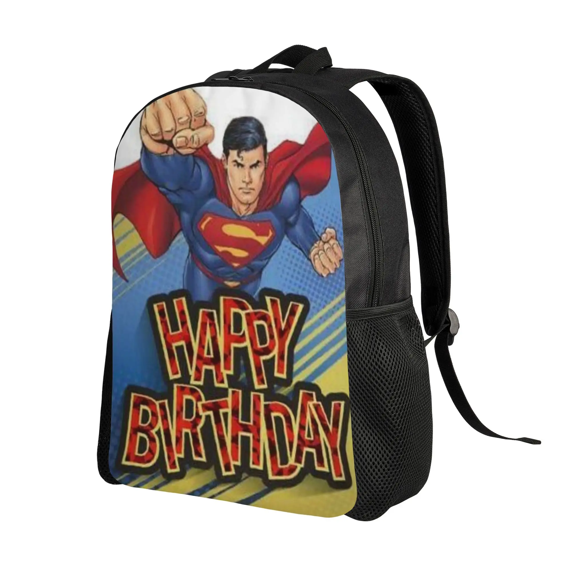 Back to school season Versatile Retro Happy Birthday Superman Poster Laptop Bag  Male Lady Backpack