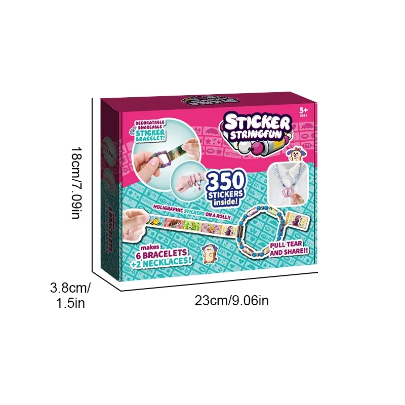 어린이를위한 DIY 웨어러블 공유 스티커 팔찌 재미있는 장식 스티커 문자열 쥬얼리 만들기 장난감 어린이 소녀 크리스마스 선물