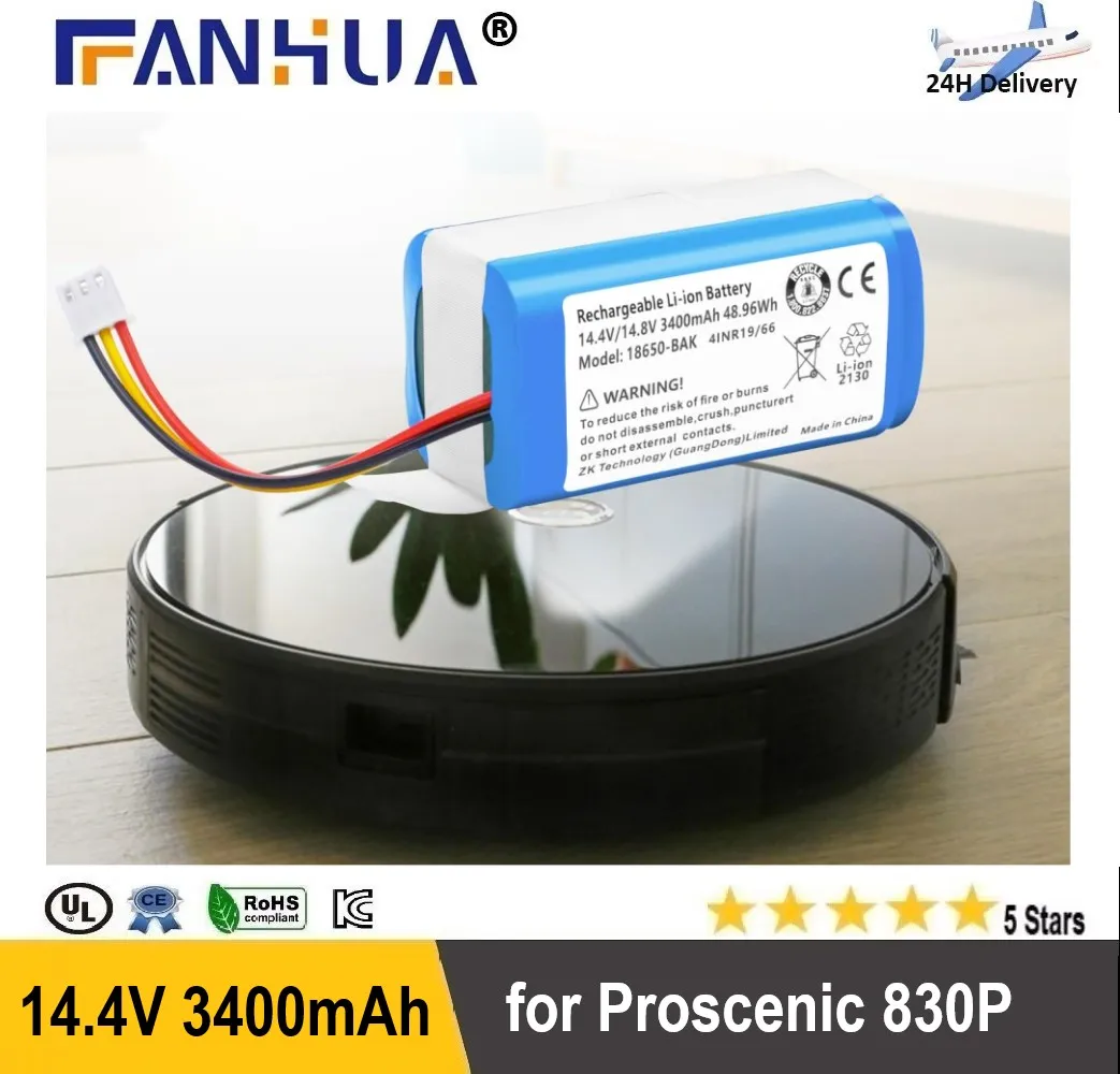 

Vacuum Battery Replacement for Proscenic 830P, 820P, 820T, 820S, 800T, Blaupunkt BPK-VCBB1XB, V-tac VT-5555 VT-5556, Panda X7