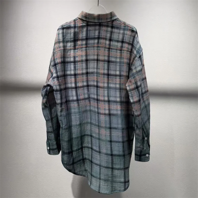 Women's shirt New high-quality pure cotton plaid Women's blouse for autumn 2025 Single breasted loose thin coat tops for woman