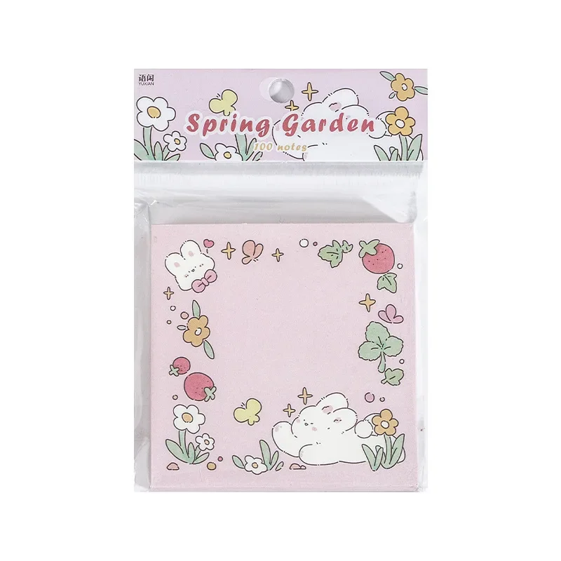 100 Pcs Spring Garden Flowers, Little Rabbit, Cute Note Paper, Non-adhesive Sticky Note Handbook Material, Memo Note Paper