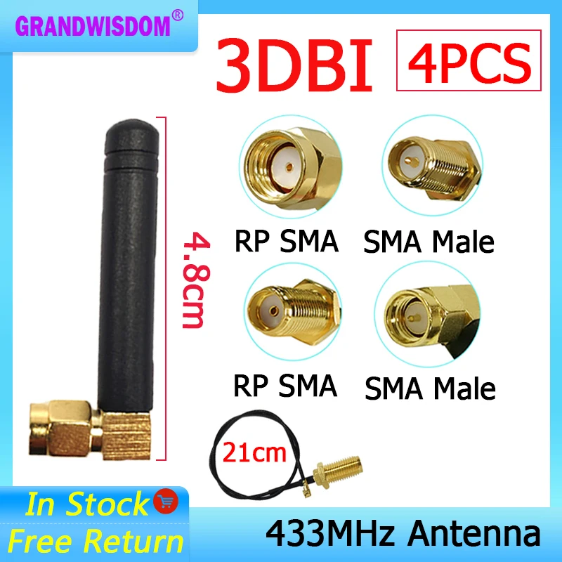 

GWS 4LOTS 433mhz antenna 3dbi sma Male or female lora antene module lorawan antene ipex 1 SMA male pigtail Extension Cable