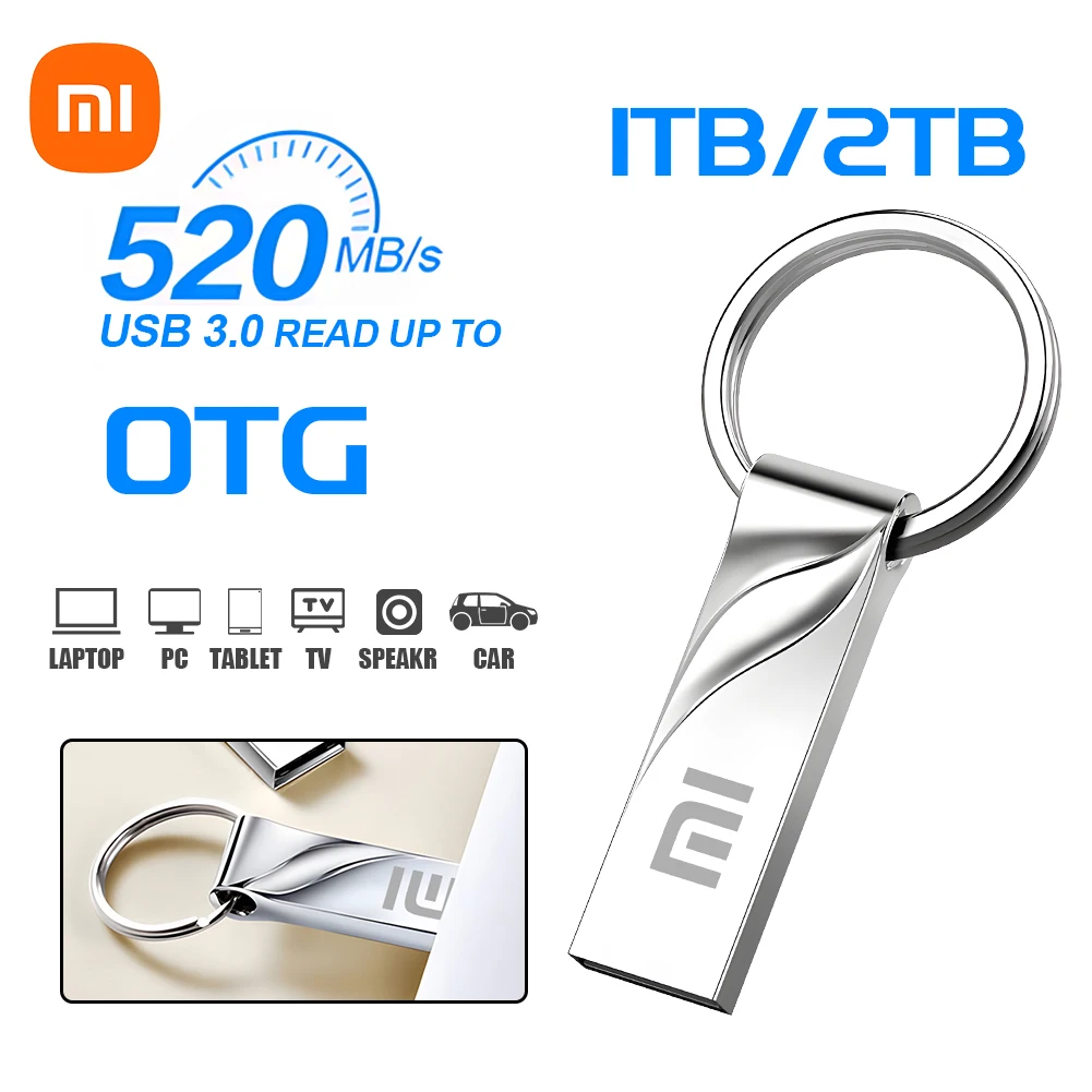 محرك فلاش Xiaomi 2 تيرا بايت USB 3.2 عالي السرعة لنقل بيانات الهاتف محمول قلم معدني محرك TypeC بندريف مقاوم للماء SSD تخزين الكمبيوتر