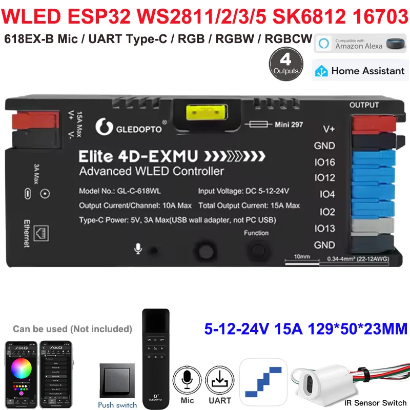 10 GLEDOPTO Matter LED Controller Smart RGBCCT Strip Controller 12V to 24V PWM Dimming APP Voice Control Work with HomeKit Alexa