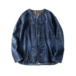 Japanese Retro Amekaji Youth Men's Workwear Washed Denim Jacket Spring Autumn Thin 100% Cotton Fashion Jacket Coats