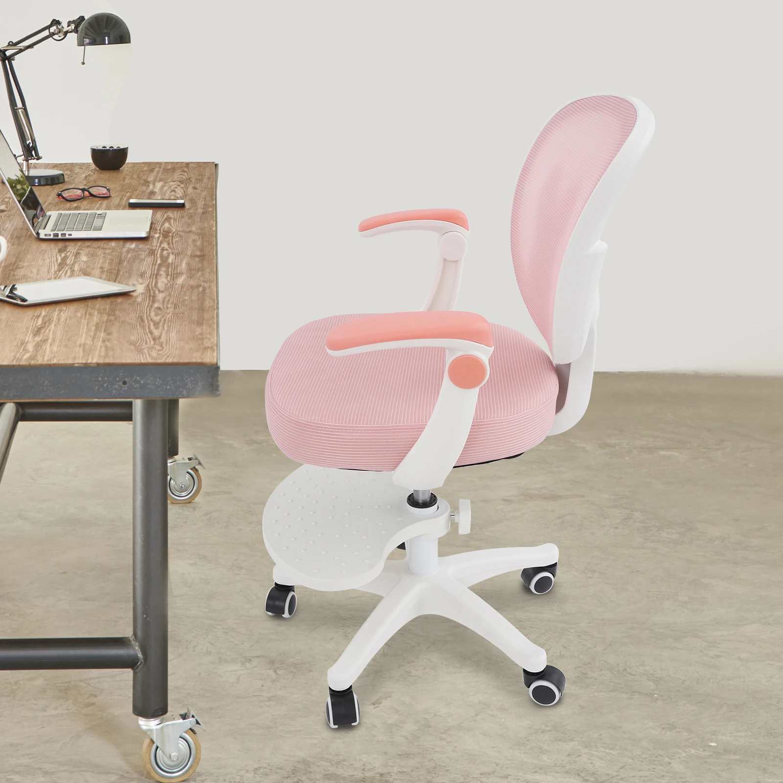 Krzesło biurkowe dla dzieci z regulacją wysokości 76-86 cm, 3 kolory, obrotowe krzesło dziecięce z 5 uniwersalnymi kółkami, krzesło biurkowe dla dzieci.