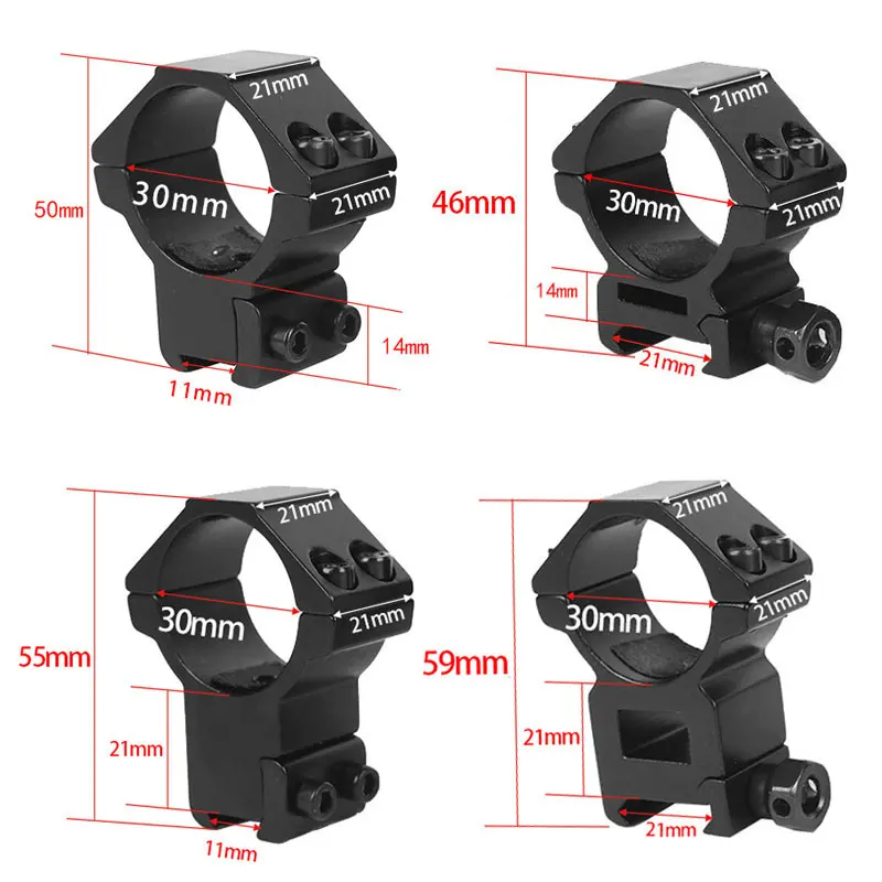 소총 망원경용 스코프 마운트, 전술 손전등, 피카티니 레일 마운트, 사냥 액세서리, 직경 25.4mm, 30mm, 11mm, 20mm, 4 개