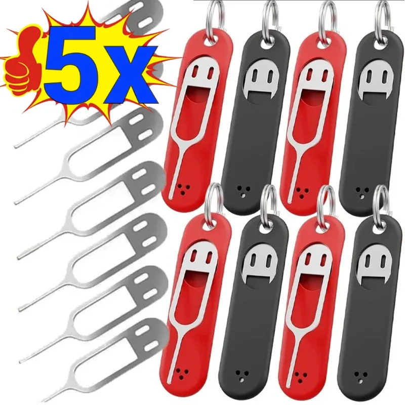 

5/3/1Pcs Sim Card Removal Tool with Silicone Protective Case Anti-Lost Card Eject Pin Needle Tray Opener Keyring for Smartphone