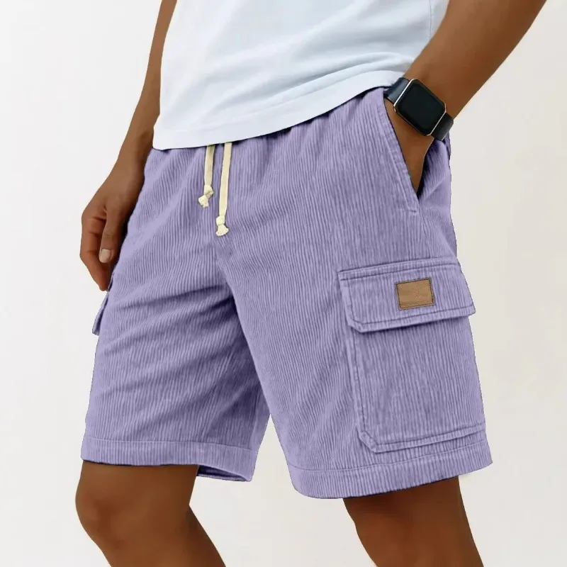 KIDWHXR Man Summer Shorts Loose Straight Outdoor Sport Men Cargo Shorts Simple Solid Drawstring Comfortable Casual Male Shorts