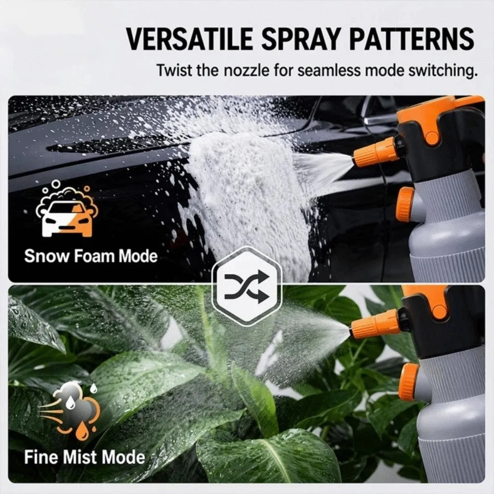 Rechargeable Electric Foam Sprayer 1.5L Ergonomic Car Wash Sprayer Handheld Powerful Snow Foam Sprinkler Atomizing Watering