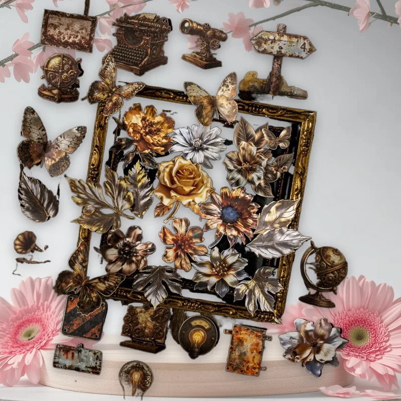 

1 упаковка/3 упаковки, декоративные металлические наклейки для коллажа, 6 стилей, ретро, твердые наклейки для карточек, металлическая коллекция, серия для комнат