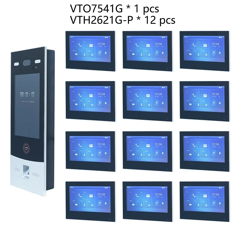 DH Multi-language Apartment IP Video Intercom KIT, VTO7541G & VTH2621G-P,support RFID Face Code Fingerprint unlock,door phone