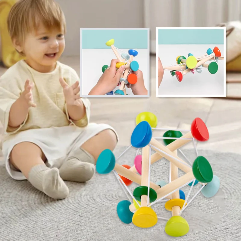 Baby Educational Toys Wooden Toys Baby Grasping Bouncy Ball Montessori Early Perception Ability Creative Toys for Children