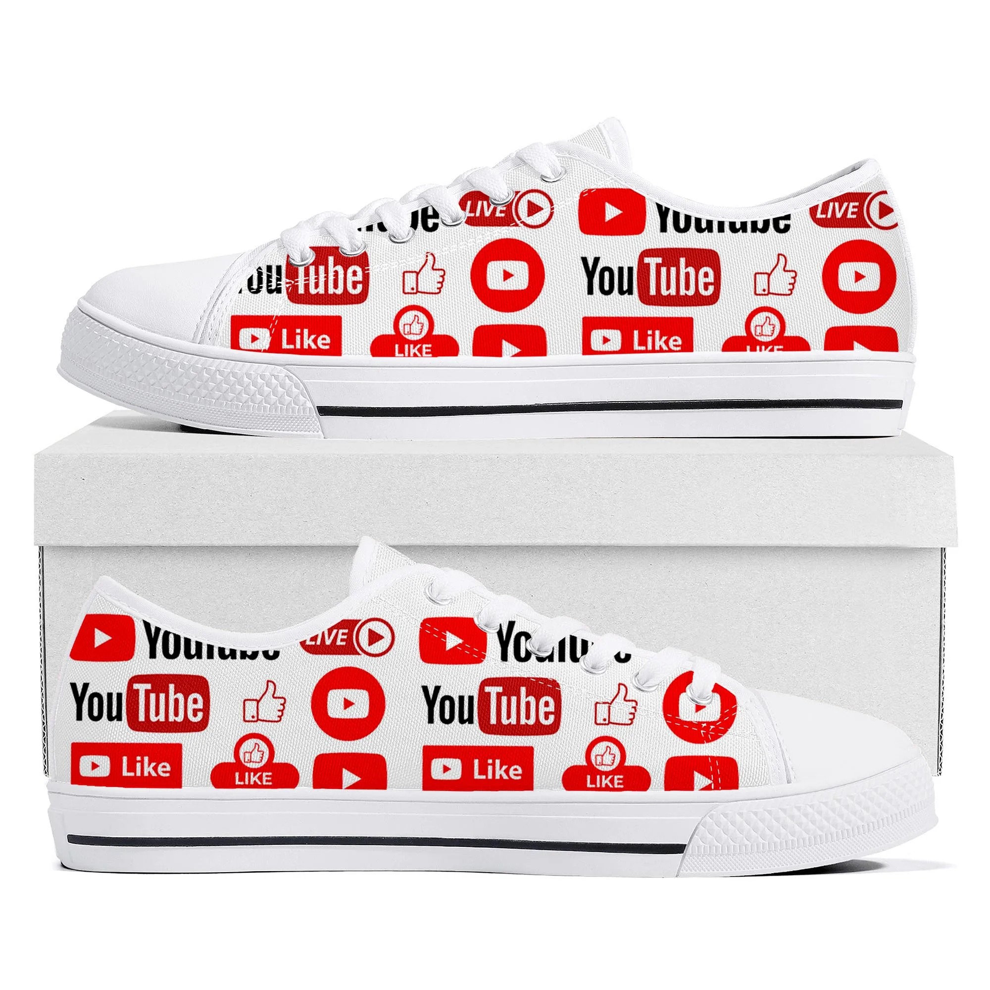 

YouTube Logo Design Low Top High Quality Sneakers Mens Womens Teenager Tailor-made Shoe Canvas Sneaker Casual Couple Shoes