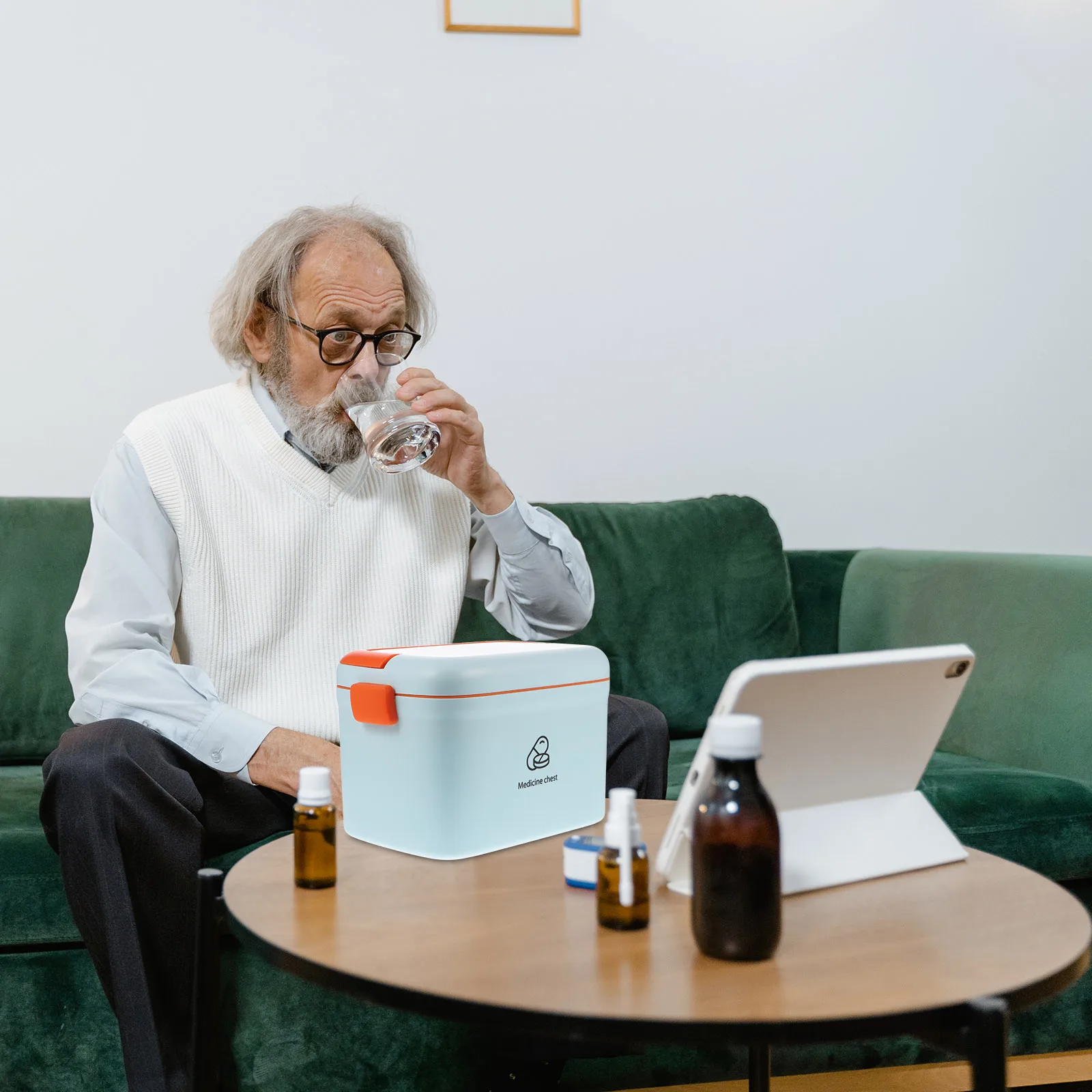 

Синий чехол для лекарств, контейнер для лекарств, аптечка, семейный органайзер для хранения таблеток, контейнер для лекарств для путешествий, домашнего использования