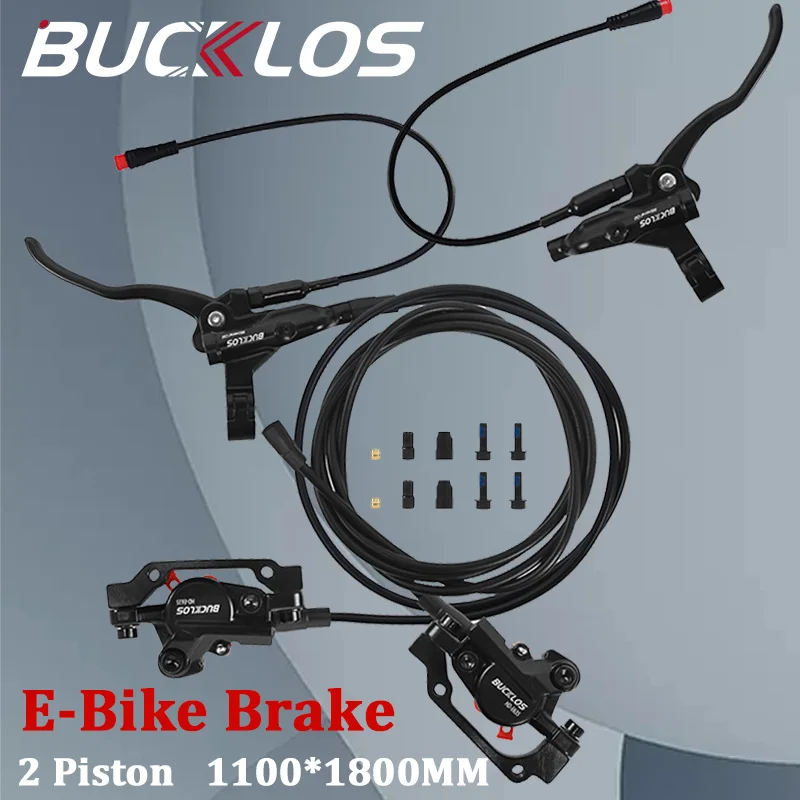 

BUCKLOS Electric Bike Hydraulic Disc Brake Set 160mm Rotors 2 Pistons 1100/1800mm Disc Brake for E-Bike Scooter Mtb Folding Bike