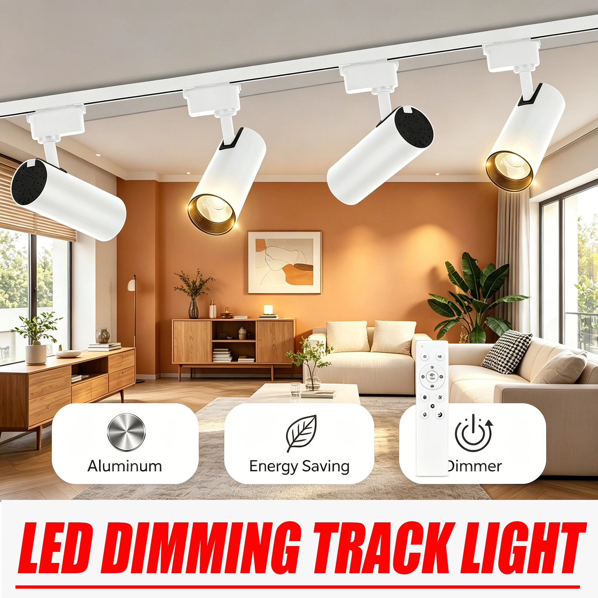 Remote Control LED Track Light Set Dimmable Ceiling Spotlight Rail Light Led Track Rail Spotlight Clothing Store Ceiling Lights