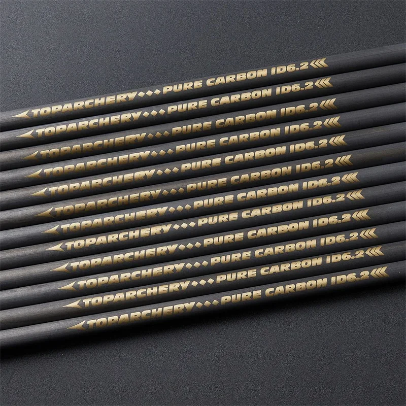 Archery Pure Carbon Arrow Shaft Spine 300 350 400 500 600 ID 6.2mm Recurve Bow Hunting Shooting