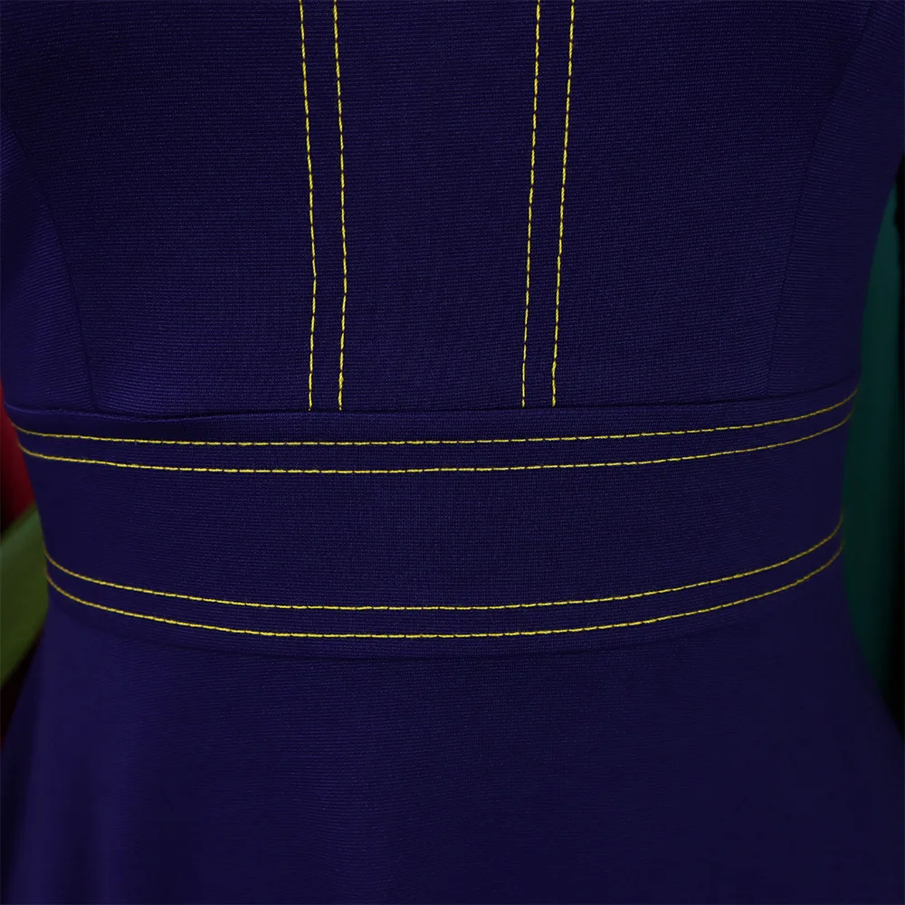 JENYAGE Damen Einfarbiges Dehnbares Kleid mit Stehkragen, Goldener Paspelierung, 3/4-Ärmeln, A-Linie, Midi-Länge, Elegantes Büro- und Partykleid in Übergröße – Detail 14