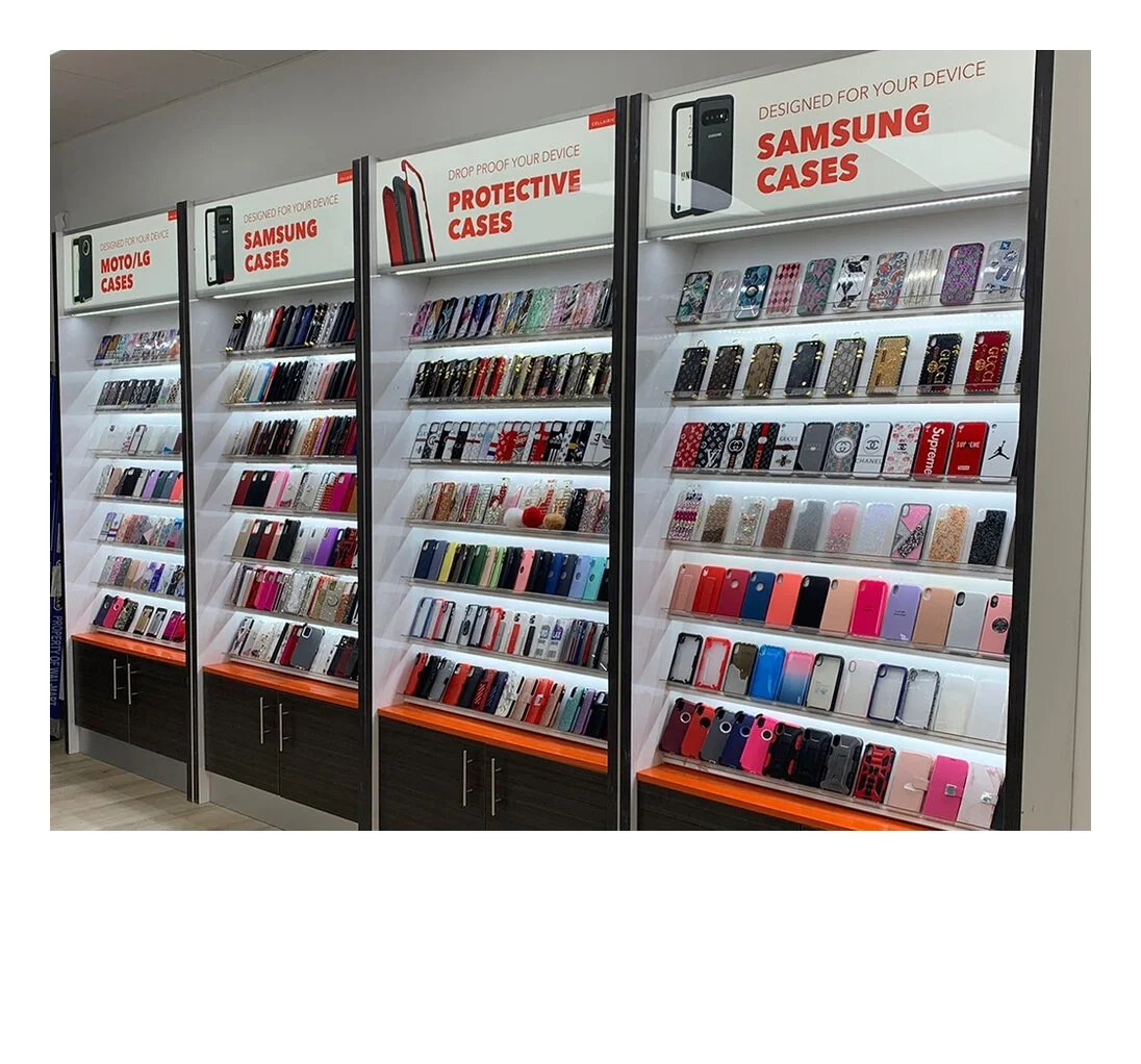 

Modern Cellphone Repair Store Design Mobile Accessories Display Furniture Showcase Phone Case Display Wall Cabinet