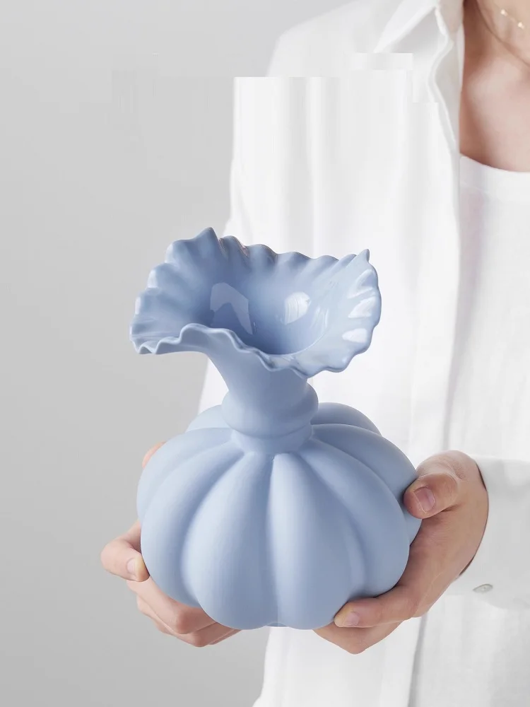 Ceramic light luxury high-end vase, living room dining table flower arrangement ornament, hydroponic vase