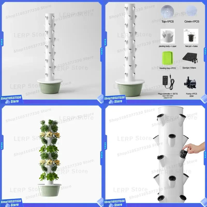 9 Tier Hydroponic Growing System Vertical Garden Tower Kit With Water Pump For Home Indoor Plant Cultivation Soilless Farming