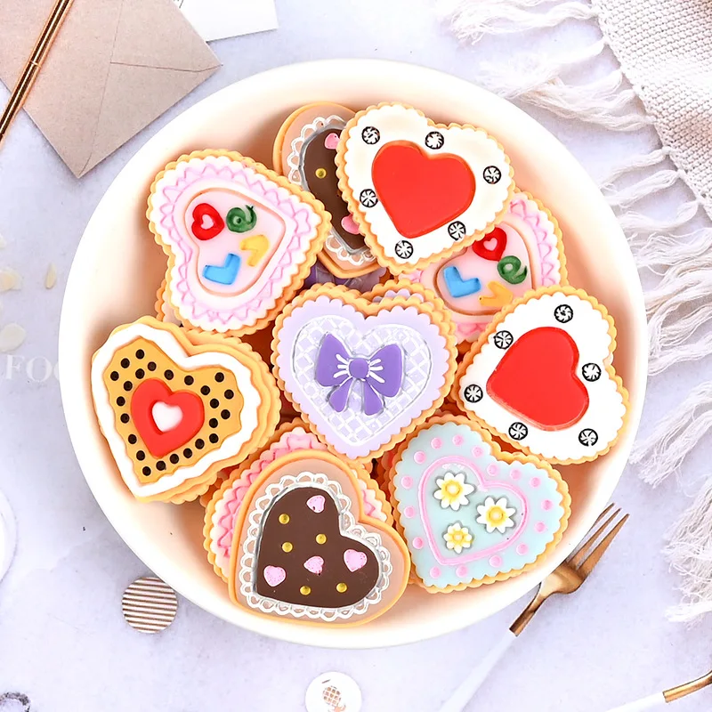 1pcs Resin Cartoon Love Biscuit Cream Glue Mobile Phone Case  Necklace Hairpin Brooch Handmade Jewelry Accessories