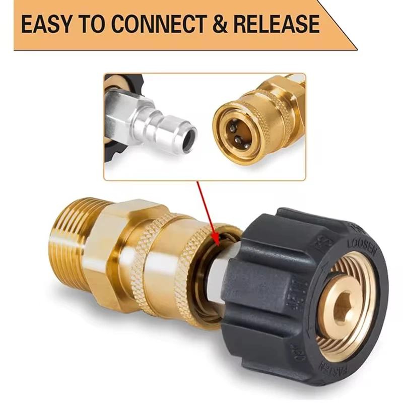Pressure Washer Adapter Sets M22 to 1/4 Inch Quick Connector Kit Quick Connect Gun to Hose for Attach a Hose to The Water Pumps