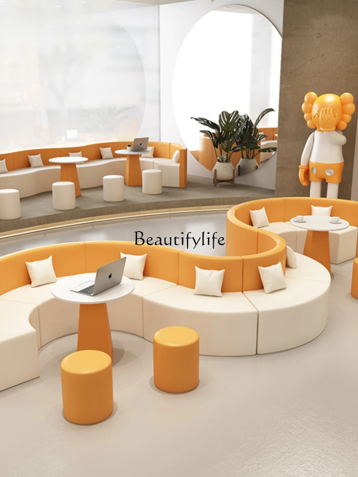 Milk Tea Shop Creative Sofa Deck Couch Coffee Shop Reception Negotiation Table and Chair Combination