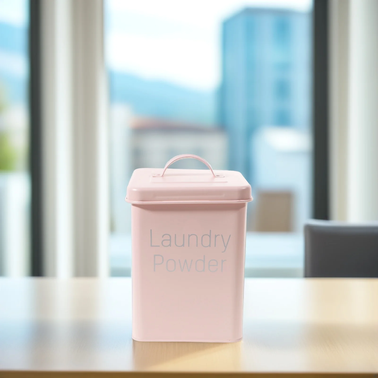 

Laundry Powder Dispenser Lidded Bucket Handle Large Capacity Storage Box For Beads Powder Laundry Room Organization Metal