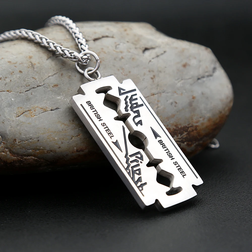 Punk Hip Hop Edelstahl Sicherheits klinge Rasiermesser Anhänger Halskette für Männer Jungen einzigartige coole Schwermetall Schmuck Geschenke Drops hipping