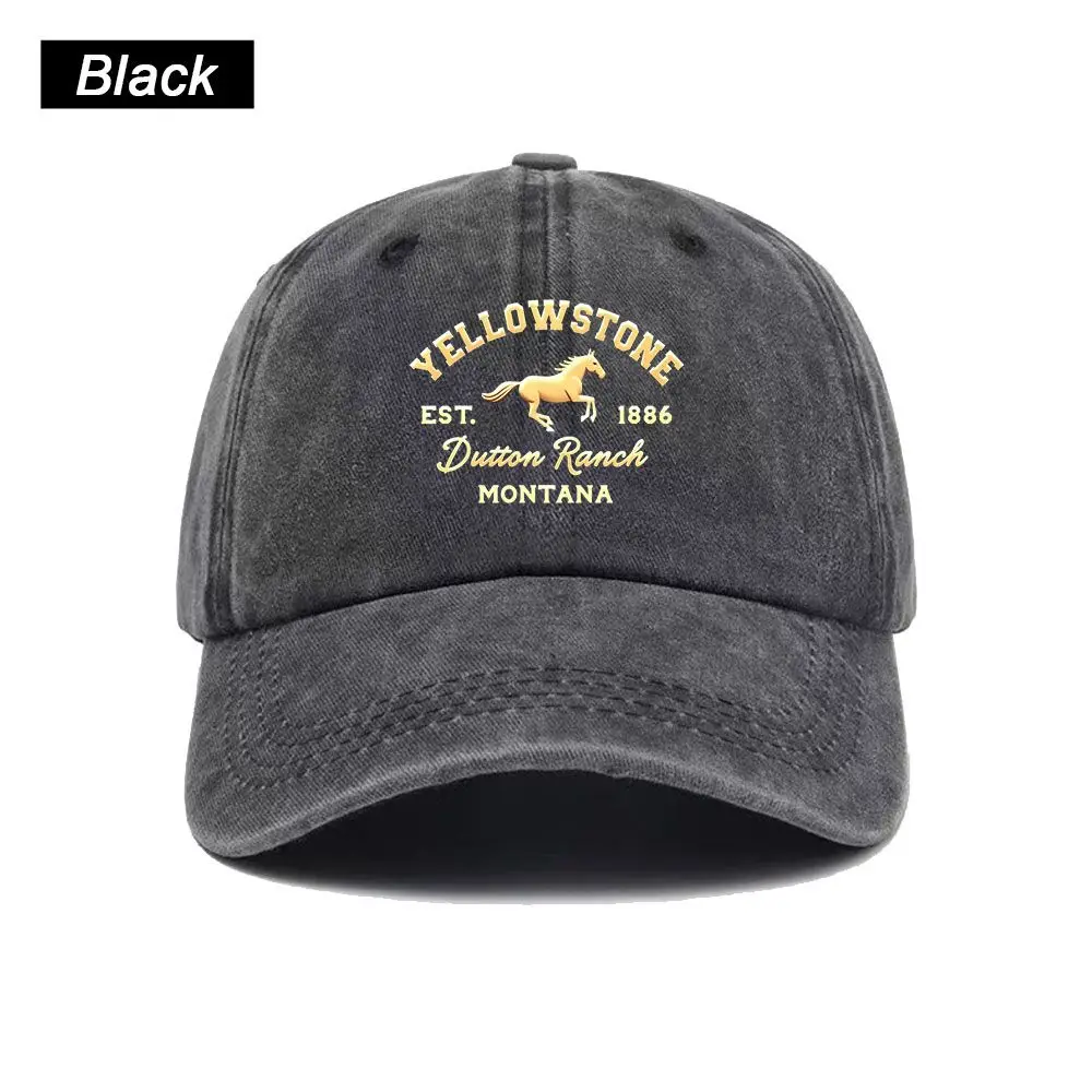 Vintage Washed Baseball Cap Yellowstone Dutton Ranch Print Graphic Unisex Streetwear Casual Trucker Style Summer Cotton Sun Hat