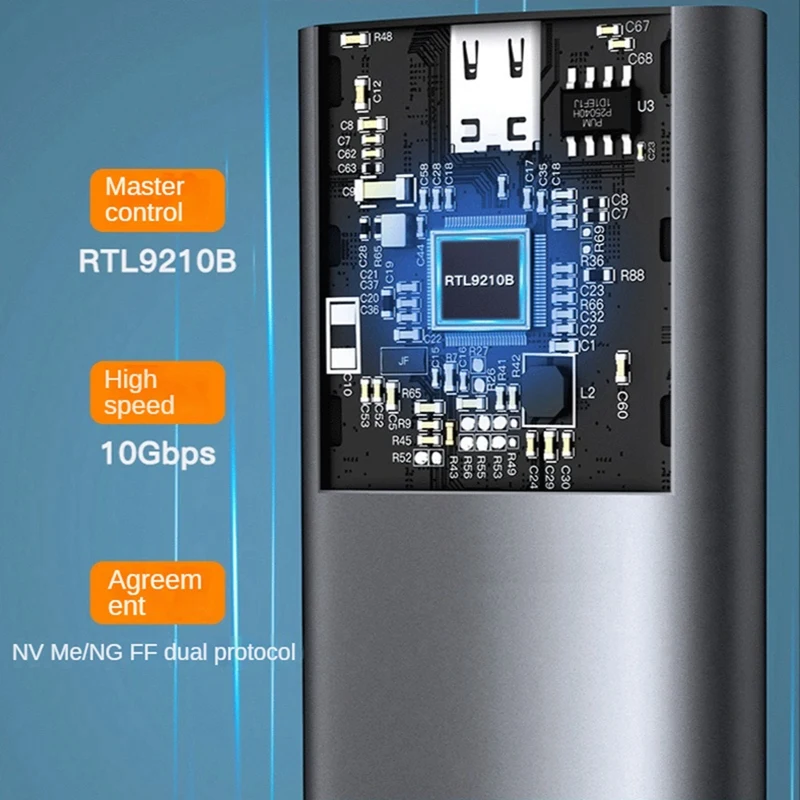 M.2 Nvme NGFF SSD Enclosure Case, SATA para USB 3.1, Gen2, 10 Gbps, PCI-E, Protocolo Duplo