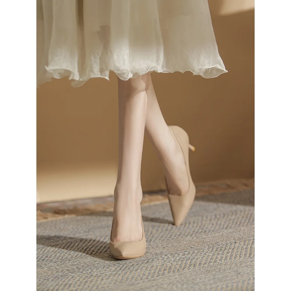 

High Heels Women Thin Heels Single Shoes 5CM Shoes Sheepskin Sexy French