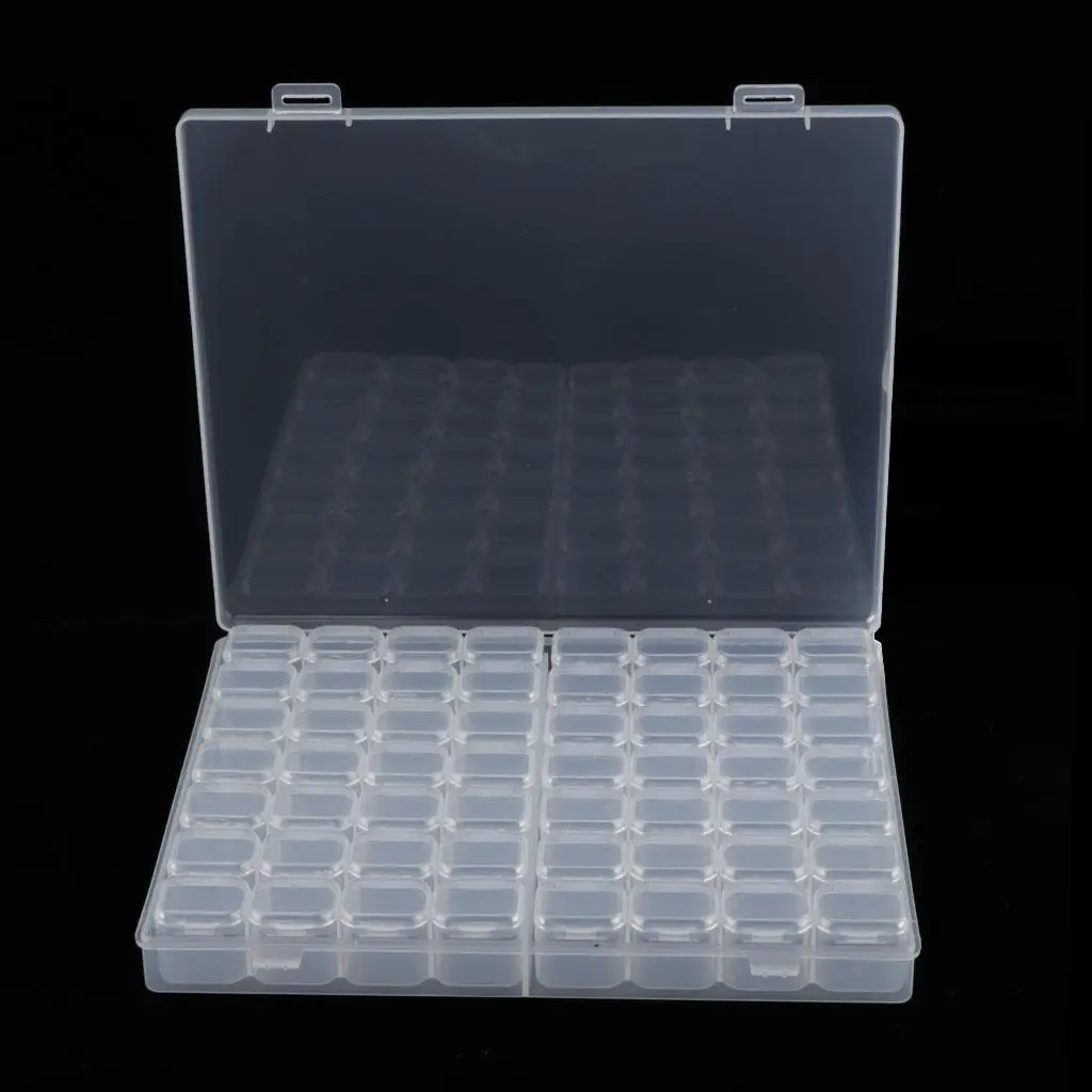 

56 Grids Small Clear Plastic Beads Storage Containers Box with Hinged Lid for