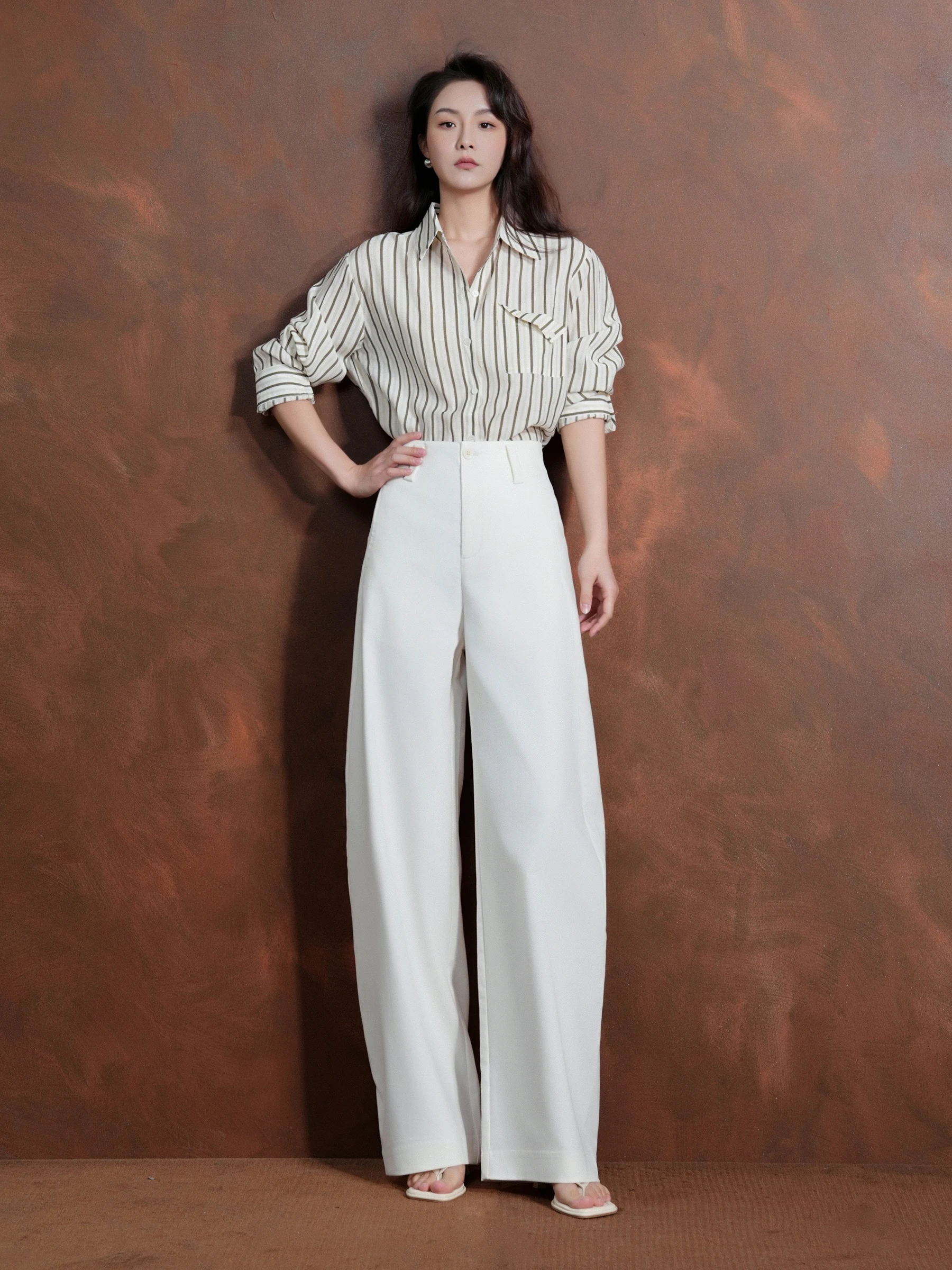 

High Waist Wide Leg Pants Loose Fit Knife Trousers Spring 2026 New Sle Women's Faion Straight Cut Busin Pants