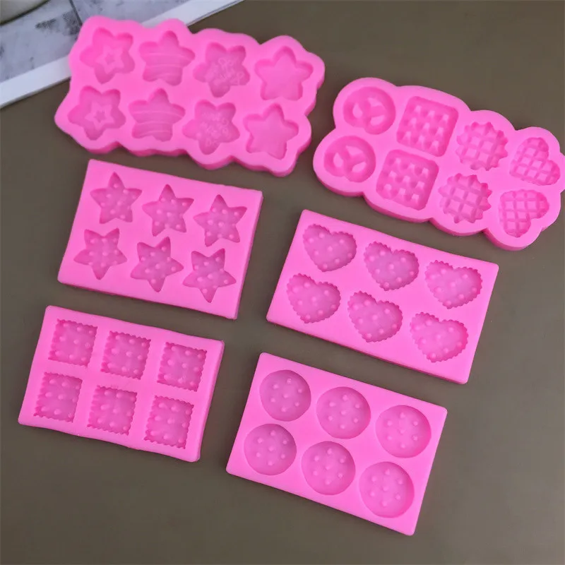 

Mirosie 6-hole DIY Heart Square Star Cookie Silicone Molds Baking Tools Fondant Cake Chocolate Mould Cake Decorating Tools
