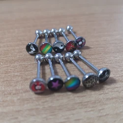 1PC Men Funny Tongue Piercing Barbell Stainless Steel Tongue Rings Fashion Body Jewelry For Unisex Multiple styles 14 Gauges
