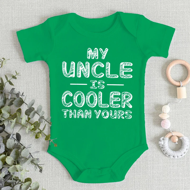 Pakaian Bayi Baru Lahir "Pamanku Lebih Keren Darimu" Romper Lengan Pendek Lucu Modis Bermotif Katun Jumpsuit Bayi Laki-laki Perempuan