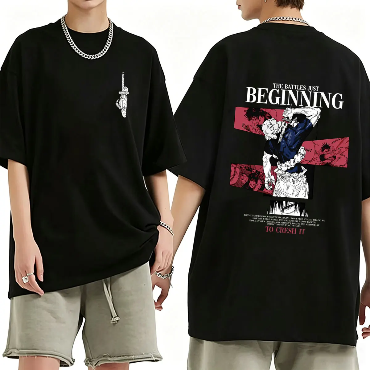 Anime Jujutsu Kaisen Fushiguro Toji The Battles Just Beginning T-shirt Men Women Cartoon Manga T Shirts Vintage Streetwears Tops