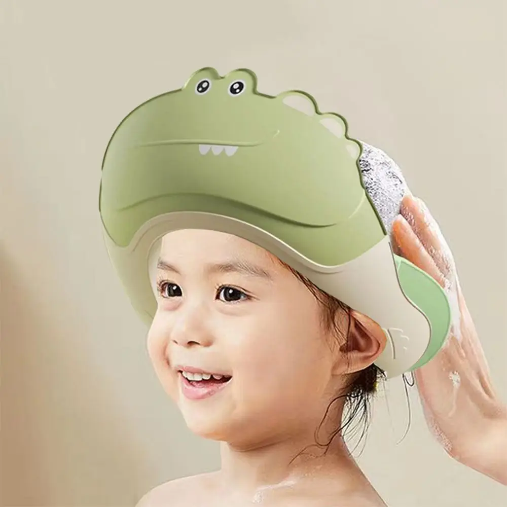 

Cute Animal Shape Baby Shower Cap Adjustable Eye Ear Protection Baby Shampoo Cap Soft Waterproof Children's Bath Cap For Kids