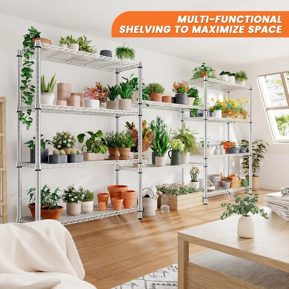 5 Tier Wire Shelving,Storage Shelves Metal Shelves for Storage Loads 1200LBS,Adjustable Garage Shelving Heavy Duty