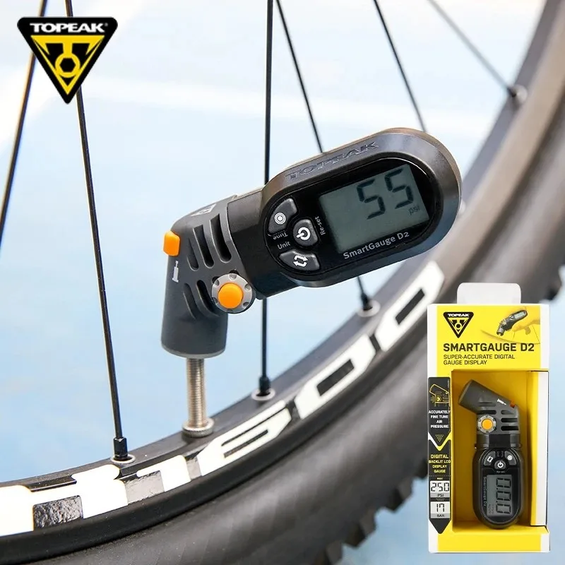 Topeak TSG-02 Professional Bike Tire Gauge 250 PSI Digital Smart Valve MTB Road Bike Tire Pressure LCD Display Schrader Presta