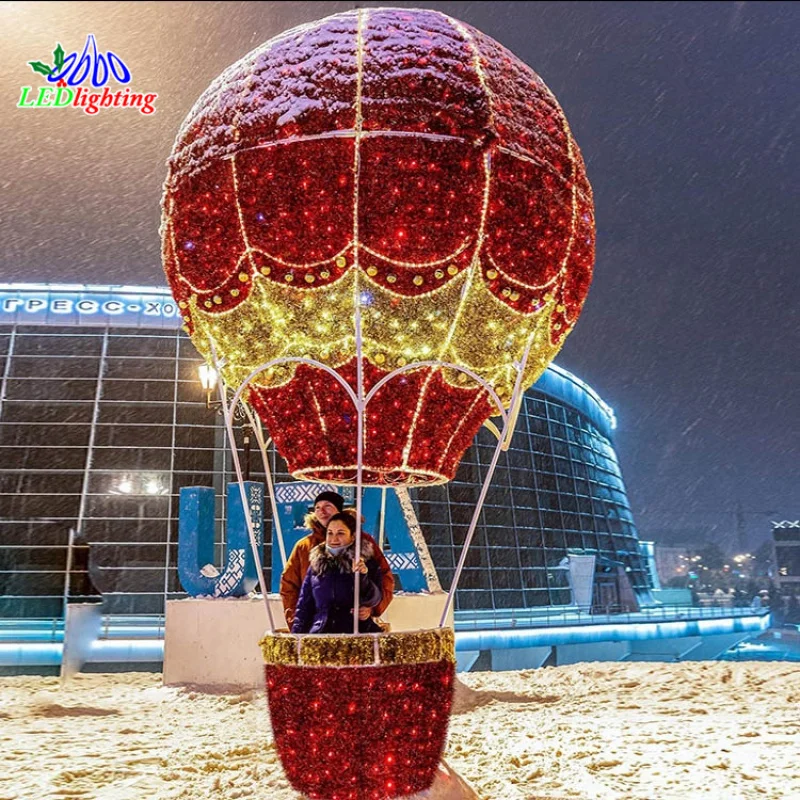 Custom. outdoor lights decorative high simulation motif LED light up hot air balloon